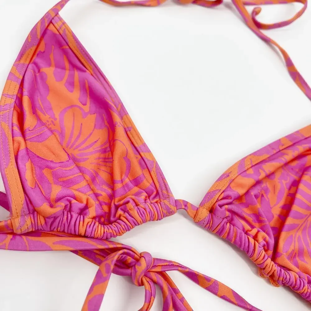 L*Space Aspen Triangle Bikini Top Path To Paradise Print Size Medium NEW